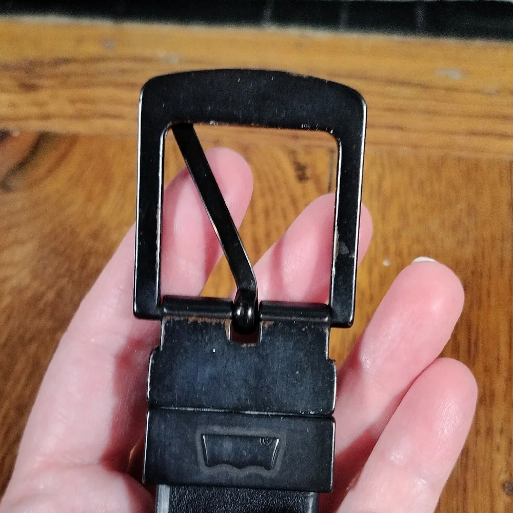 Men's Black And Brown Reversible Leather Belt Size L  30-32